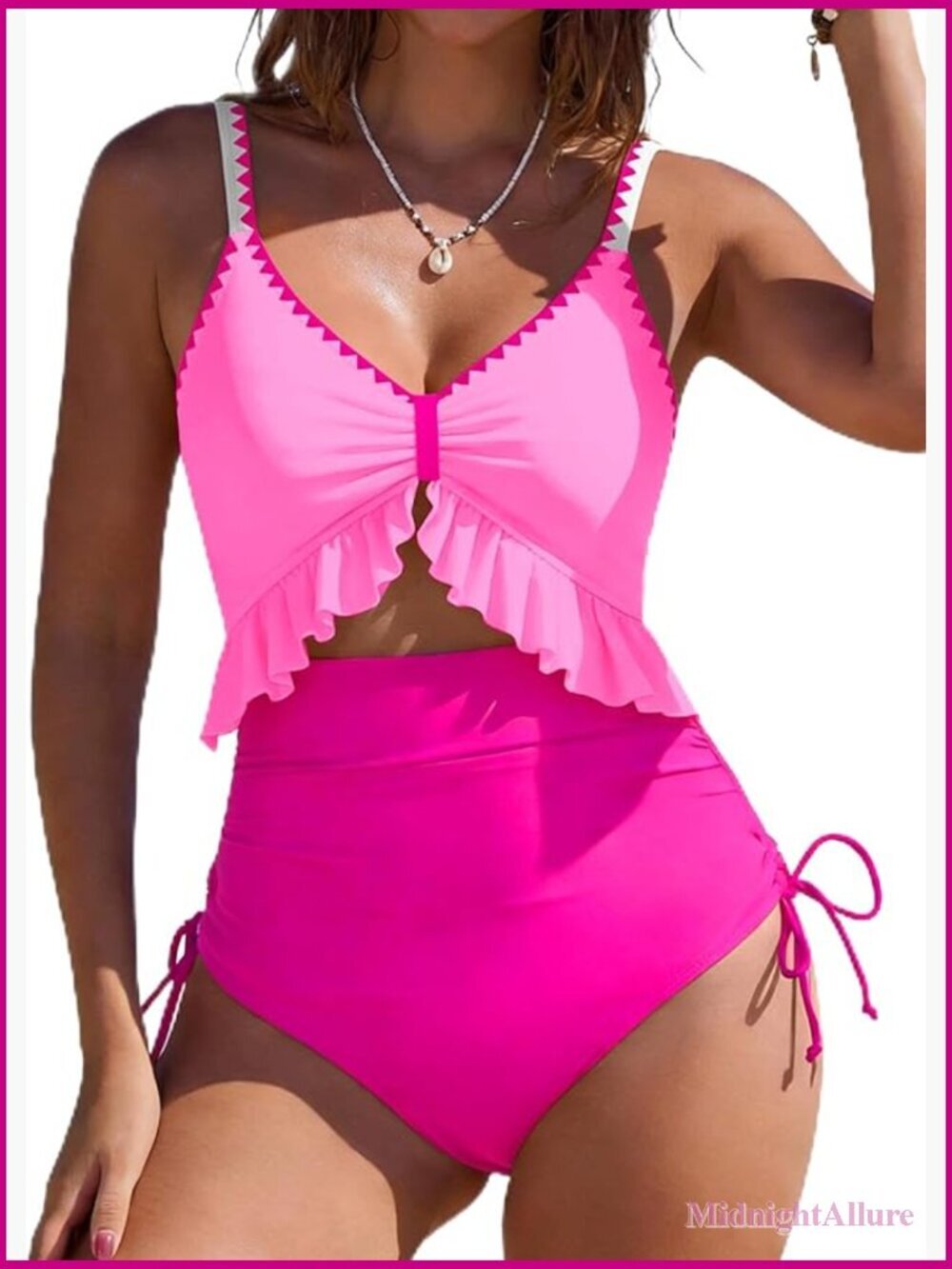 Tummy Control One Piece Swimsuit High Waisted Cutout Ruffle Bathing Suit Color